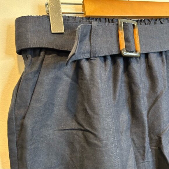 Laura Linen blend belted capri pants summer marine blue - Picture 7 of 9